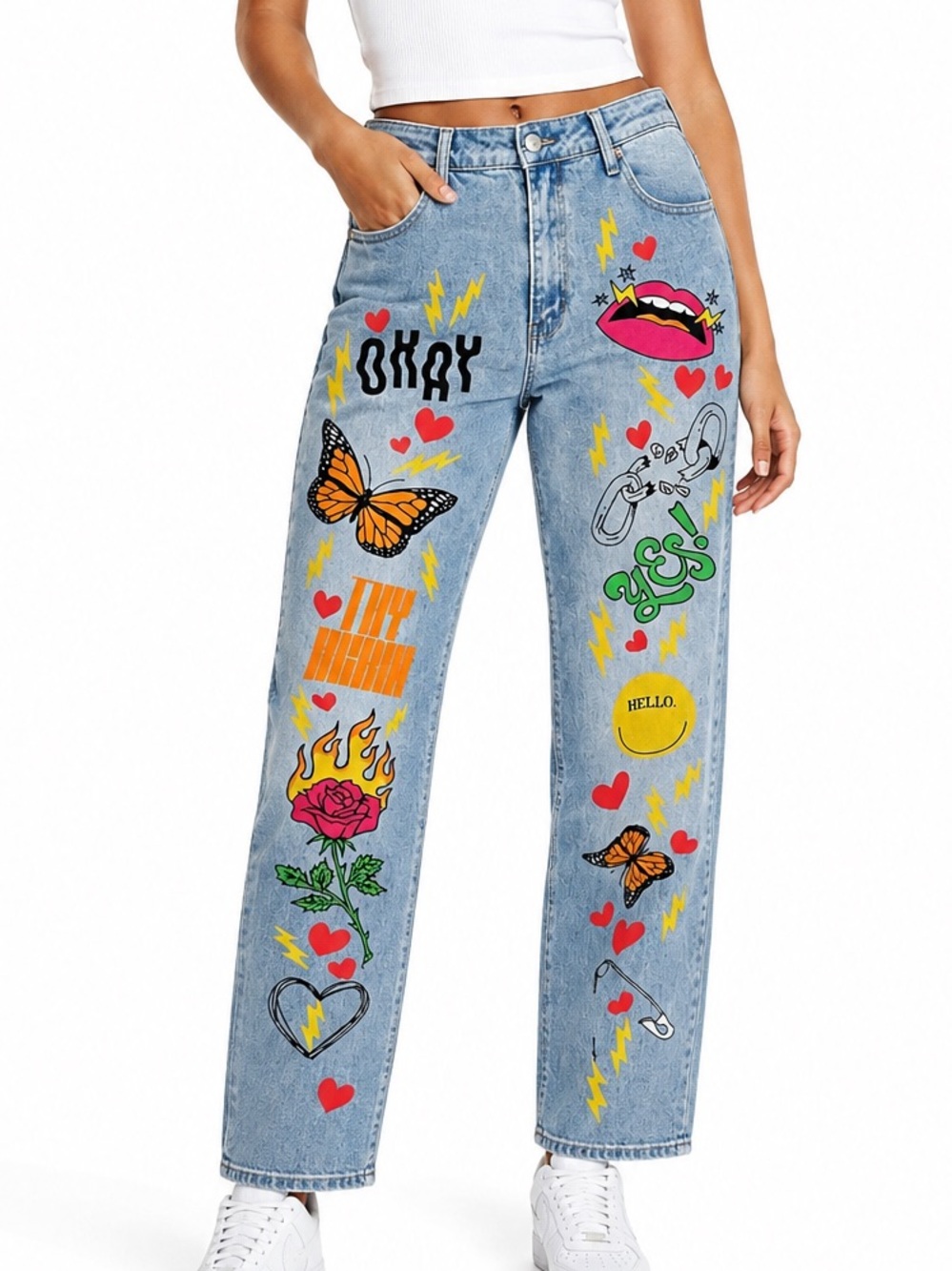Akira Graffiti Stretch Straight Leg Jeans